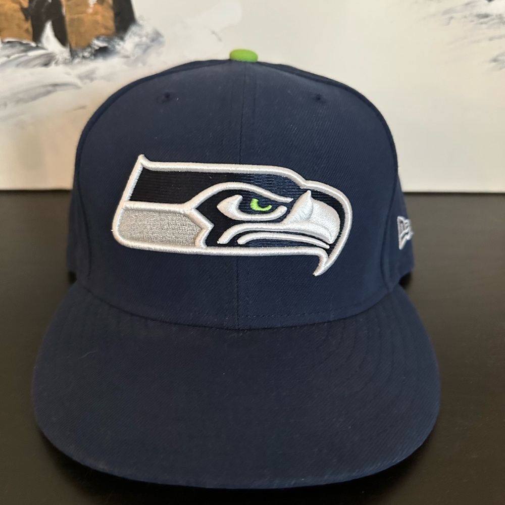 NFL Seattle Seahawks New Era Navy Hat Size 7 3/8